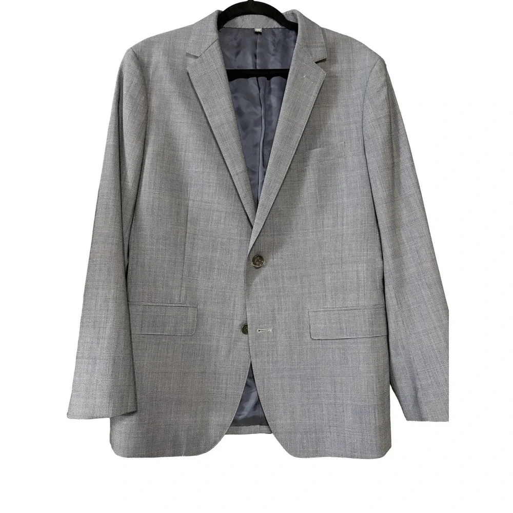 Bonobos Blazer Mens 40R Gray Check Marzotto Italian Wool Slim Fit 2 Button